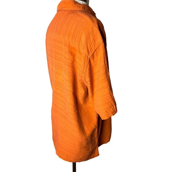 Tori Richards men’s orange large button short sleeve collar textured silk casual - Picture 8 of 14